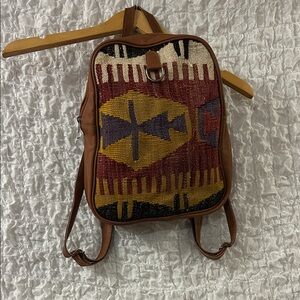 Leather & Fabric Backpack, Adjustable Straps